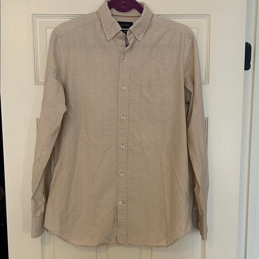 Massimo Dutti Tan Casual Button-Down Shirt